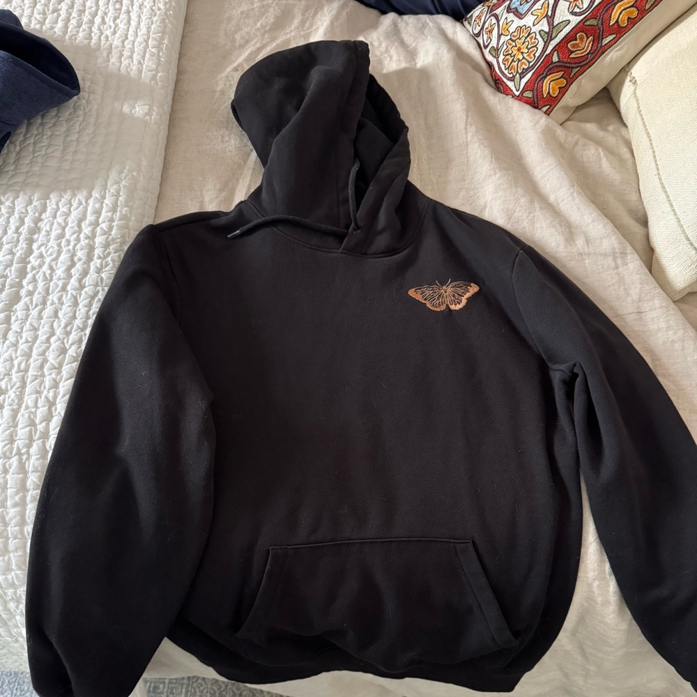 Black Hoodie with Butterfly Design